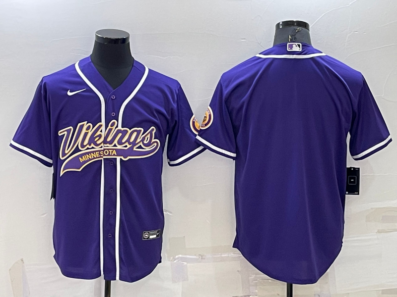 Men's Purple Minnesota Vikings Blank With Patch Cool Base Stitched Baseball Jersey